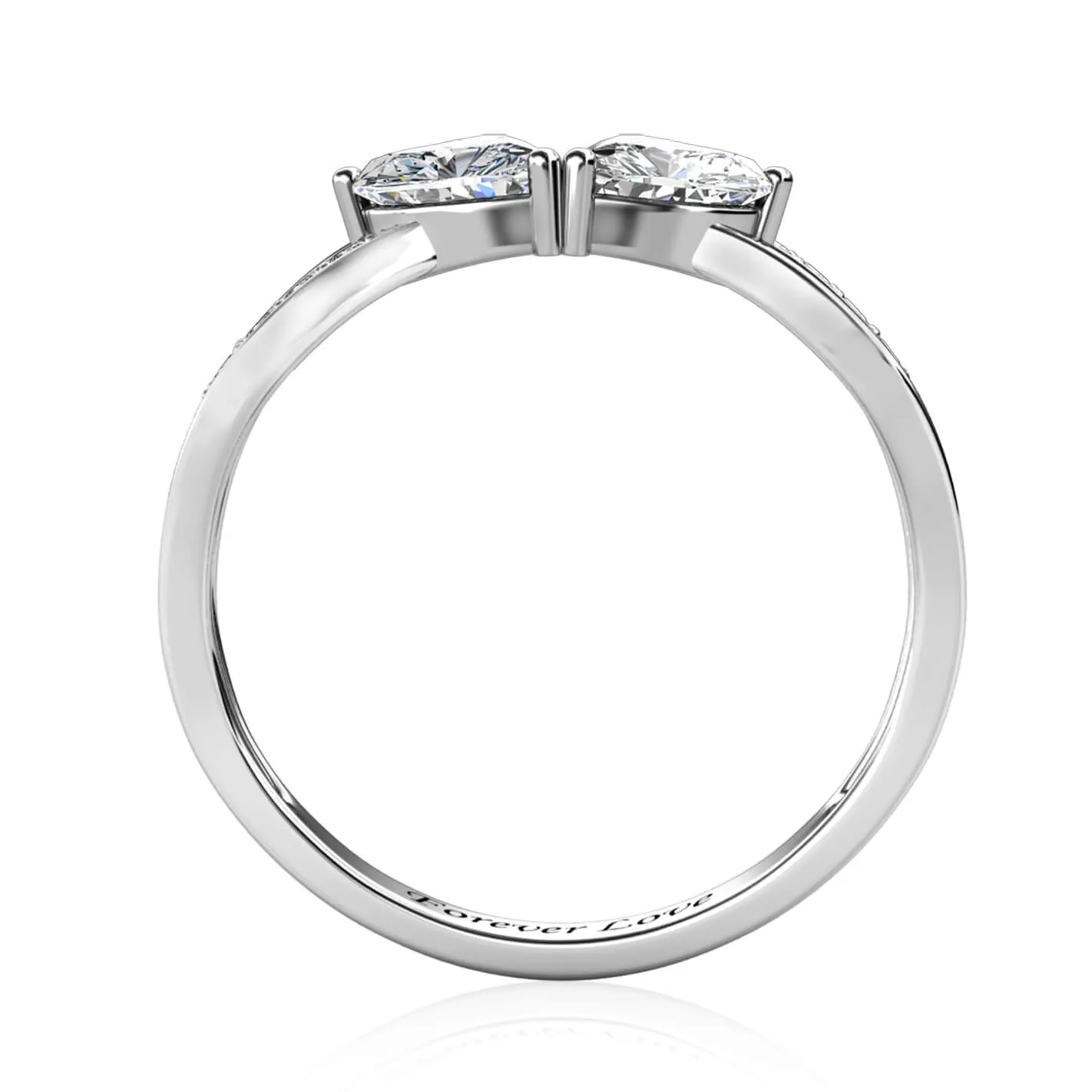 Heart Shaped Birthstone Personalised Ring, Engraved Name Ring Sterling Silver