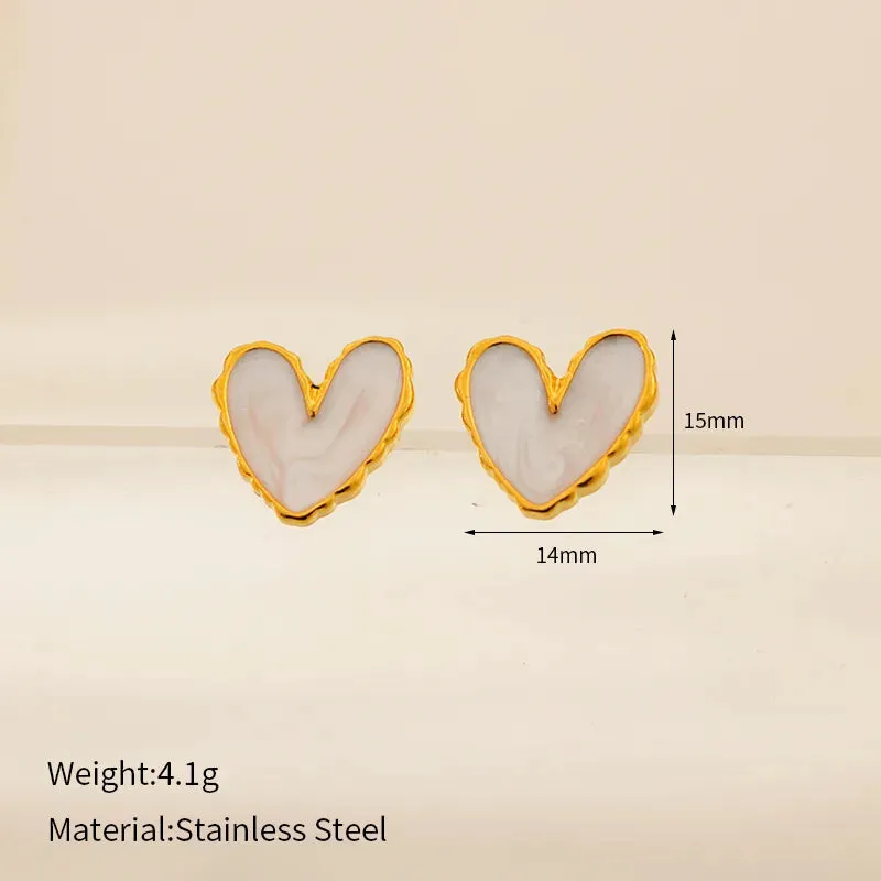 Heart-Shaped Mother of Pearl Earrings