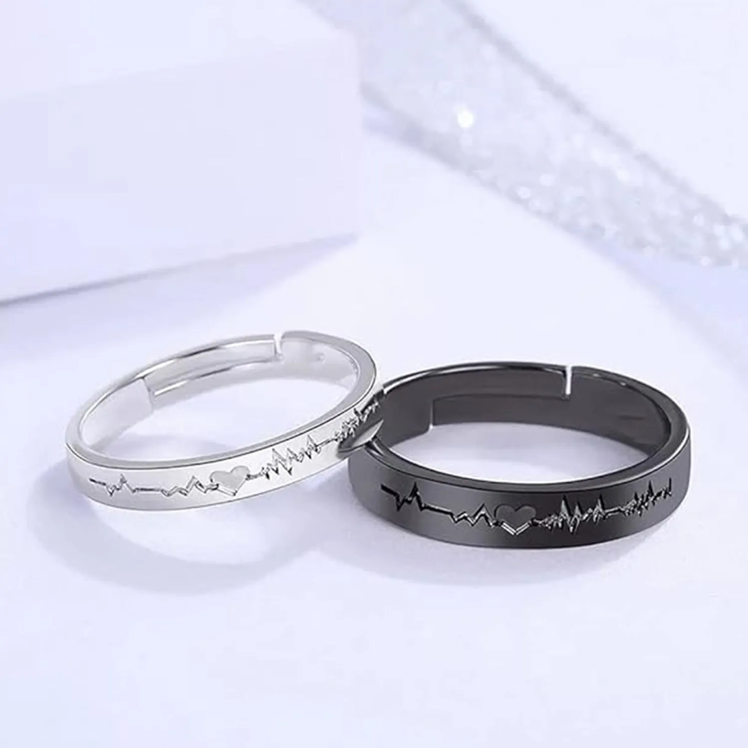 Heartbeat Couple Rings