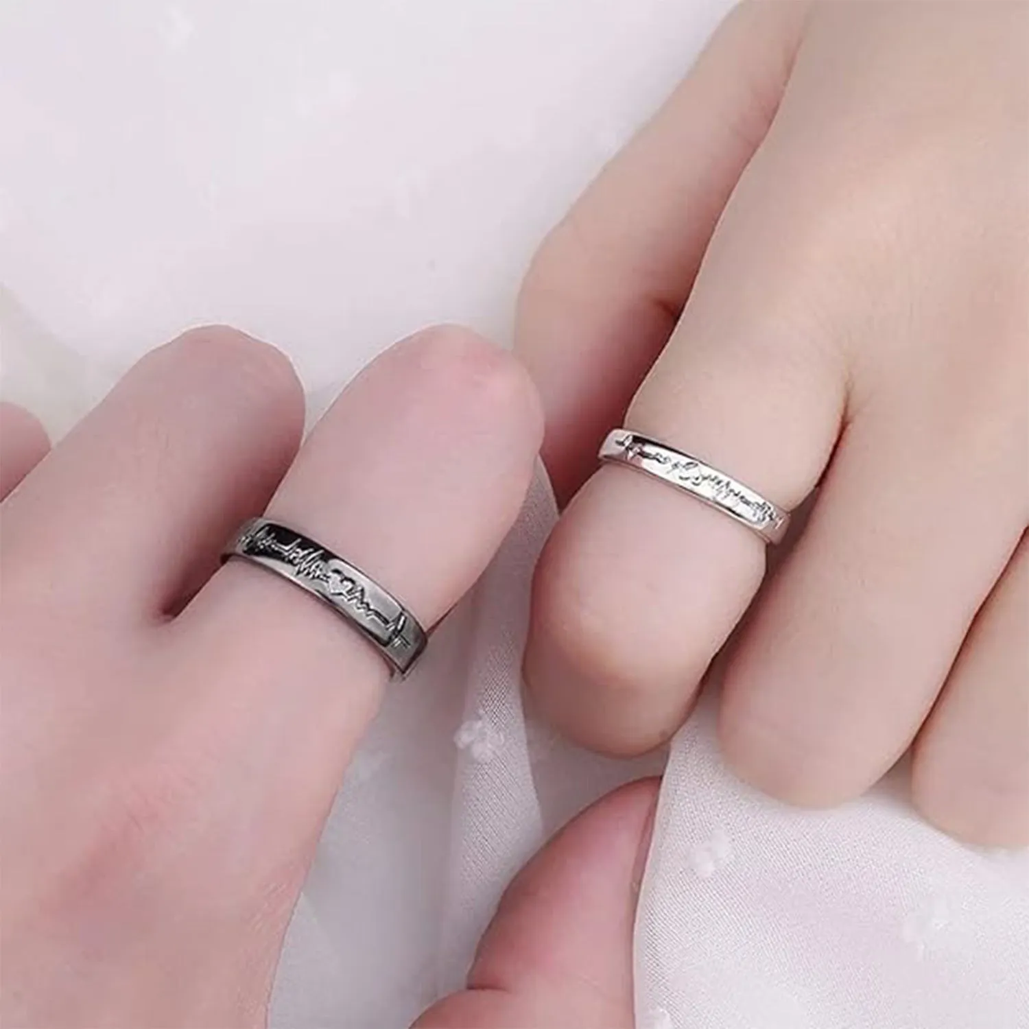 Heartbeat Couple Rings