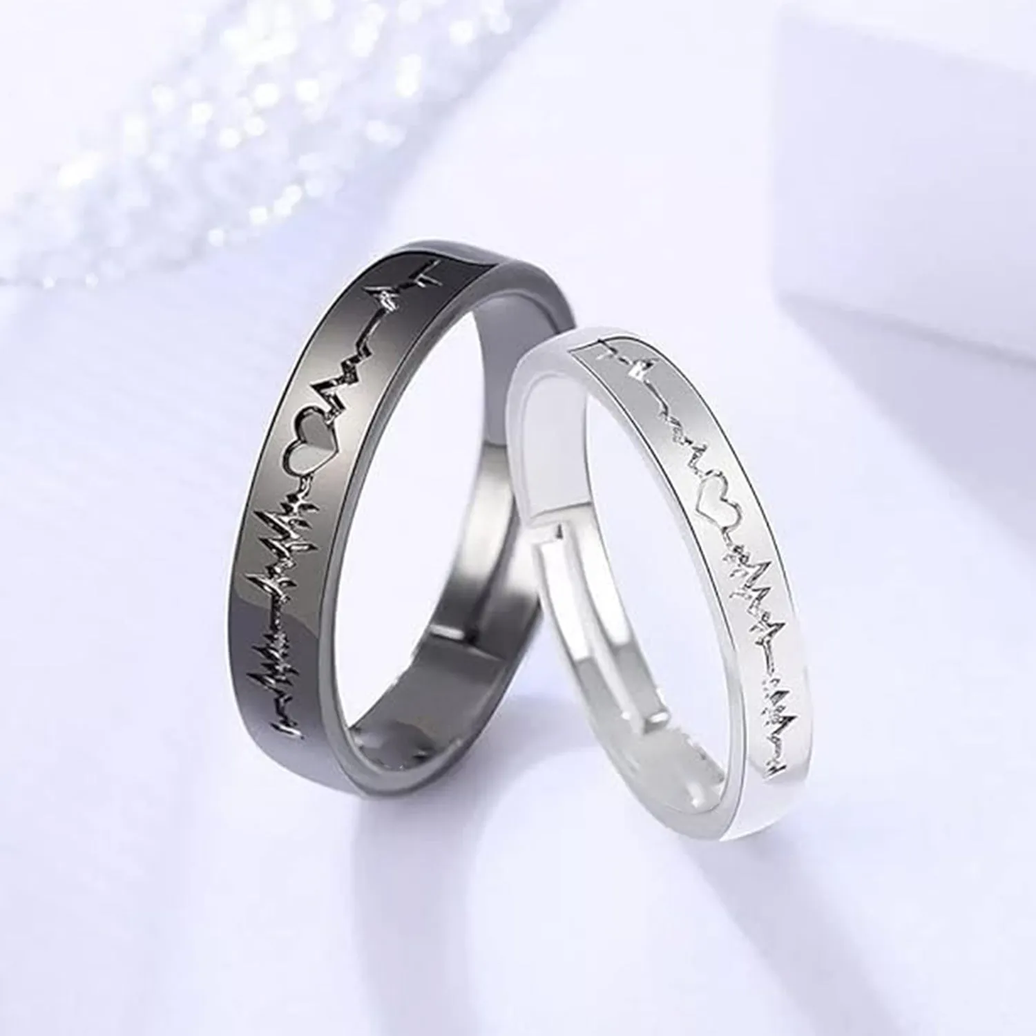 Heartbeat Couple Rings