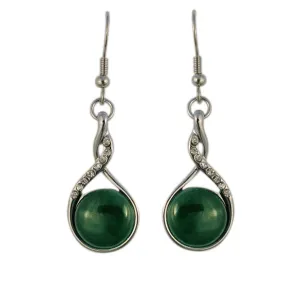 Jade Diamante Twist Drop Hook Earrings
