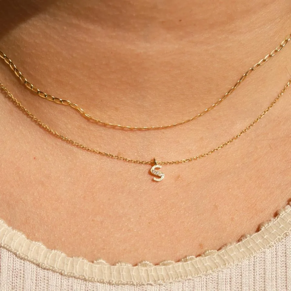 Jennie Kwon Designs Diamond Art Deco Letter Necklace 16"