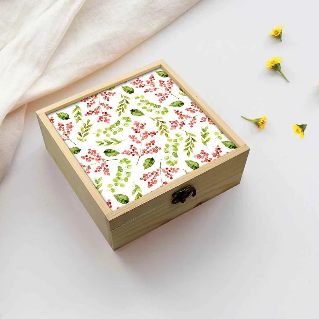 Jewellery Box Wooden Jewelry Organizer -  Colorful Leaves