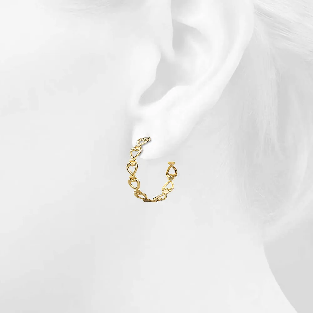 Juliet Heart Chain Link Hoop Earrings