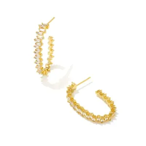 Kendra Scott | Juliette Gold Oval Hoop Earrings in White Crystal