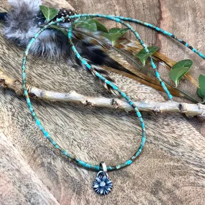 Kingman wildflower Hand cast sterling necklace
