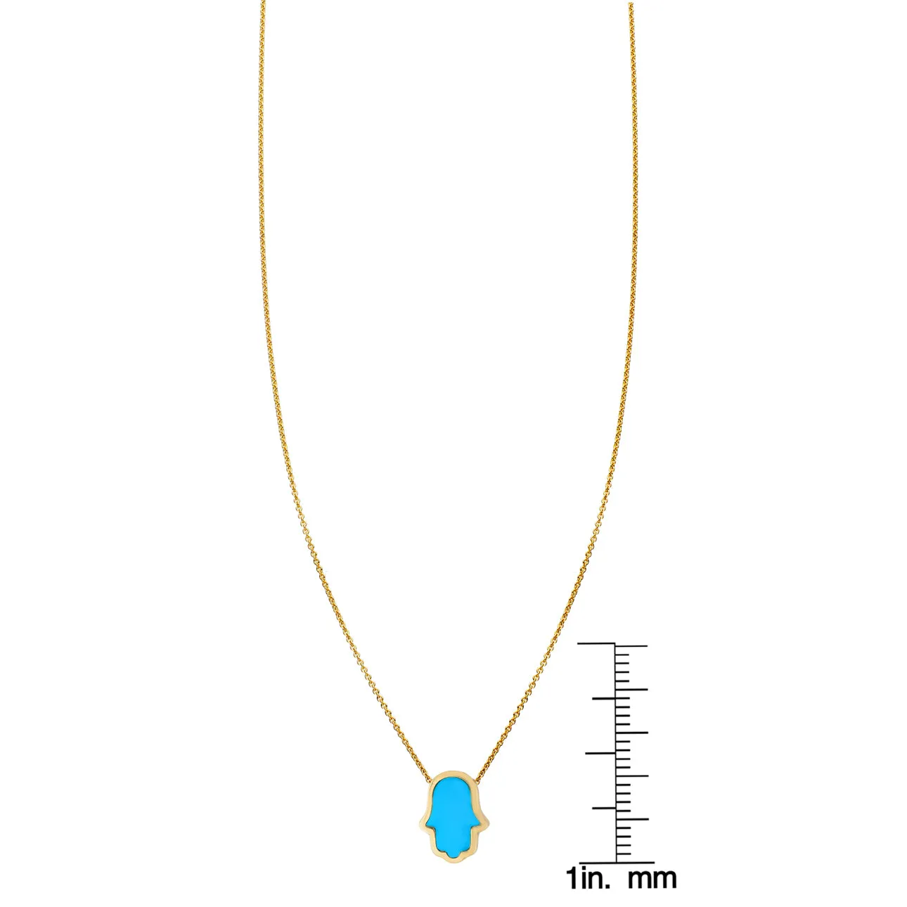 Large Turquoise Inlaid Hamsa Hand Necklace