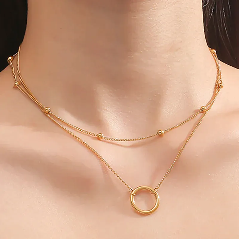 Layered Gold Circle Necklace