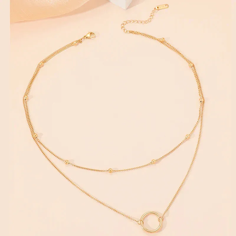 Layered Gold Circle Necklace