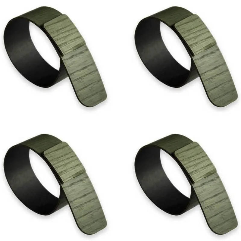 Lignis Portofino Napkin Ring Set Of 4, Dark Green