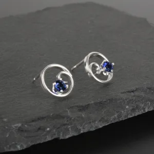 Little Wave Earrings - Blue Sapphire