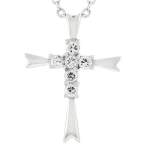 LOVCIA Elegant Rhodium-Plated Cross Necklace with Stones