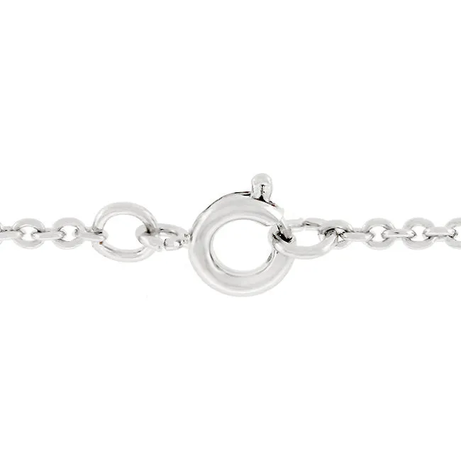 LOVCIA Elegant Rhodium-Plated Cross Necklace with Stones