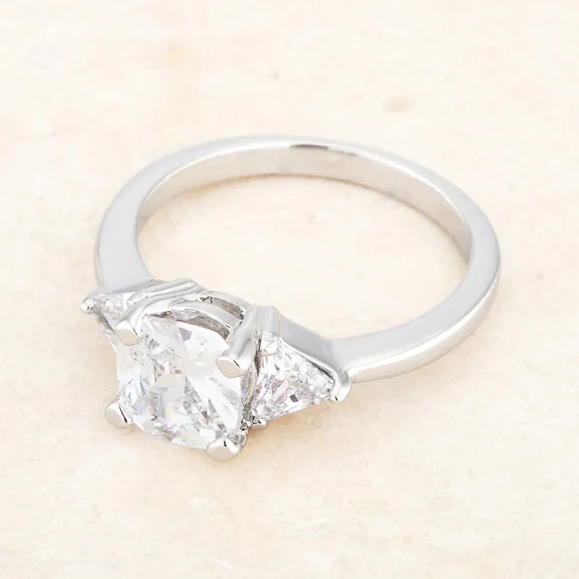 LOVCIA Elegant Shonda 1.8ct Clear CZ Rhodium Trillion & Cushion Cut Engagement Ring