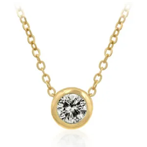LOVCIA Golden Solitaire Bezel Pendant with Cubic Zirconia