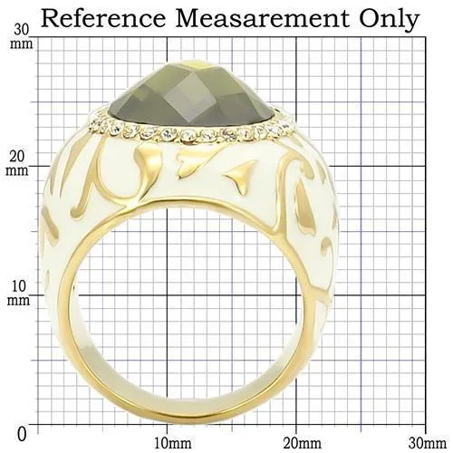 LOVCIA Olivine AAA Grade CZ Brass Ring with Gold Finish