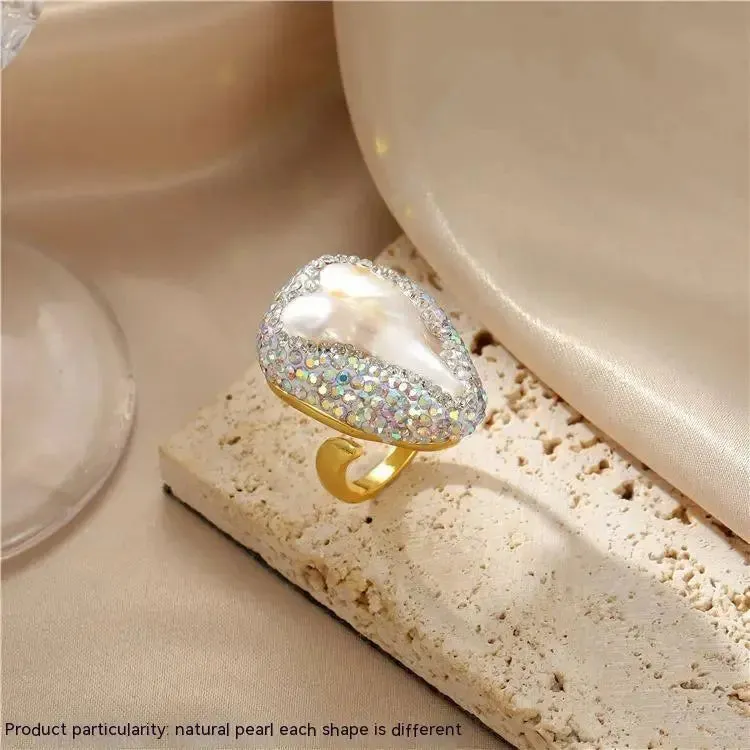 LOVCIA Opulent Baroque Pearl Ring for Women - Embrace Timeless Elegance
