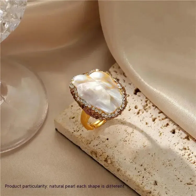 LOVCIA Opulent Baroque Pearl Ring for Women - Embrace Timeless Elegance