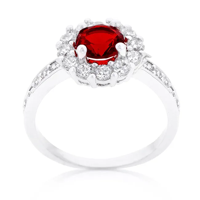 LOVCIA Timeless Garnet Halo Engagement Ring