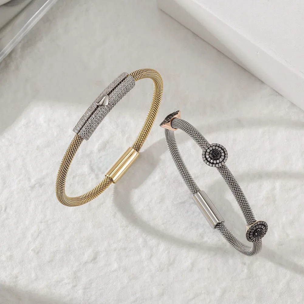 Love Heart CZ Bangle Set