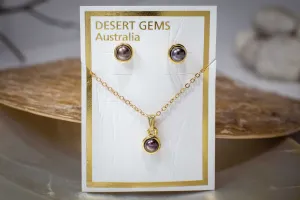 Lustrous Pearl Classic Round Stud Gold Earrings & Pendant Set