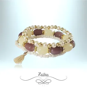 Magnolia Vintage Beaded Bracelet - Gold Cream 2024