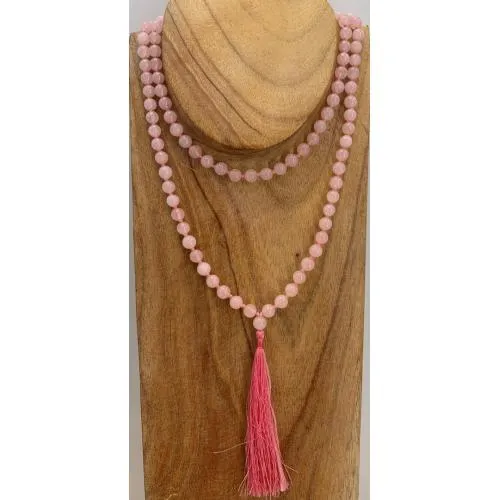 Mala Bead Necklaces, Natural Stone Long Beaded Necklaces