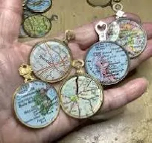Maptometry-UNIQUE NECKLACES WITH MAPS 26" NECKLACE GOLD/BLACK