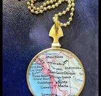 Maptometry-UNIQUE NECKLACES WITH MAPS 26" NECKLACE GOLD/BLACK