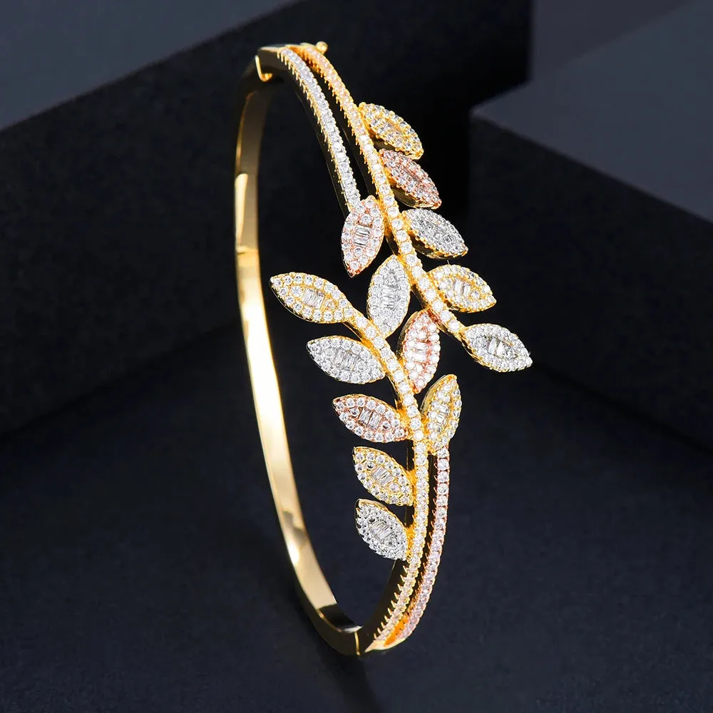 Maxi Size 3 Colors Leaf Bracelet Bangle For Women