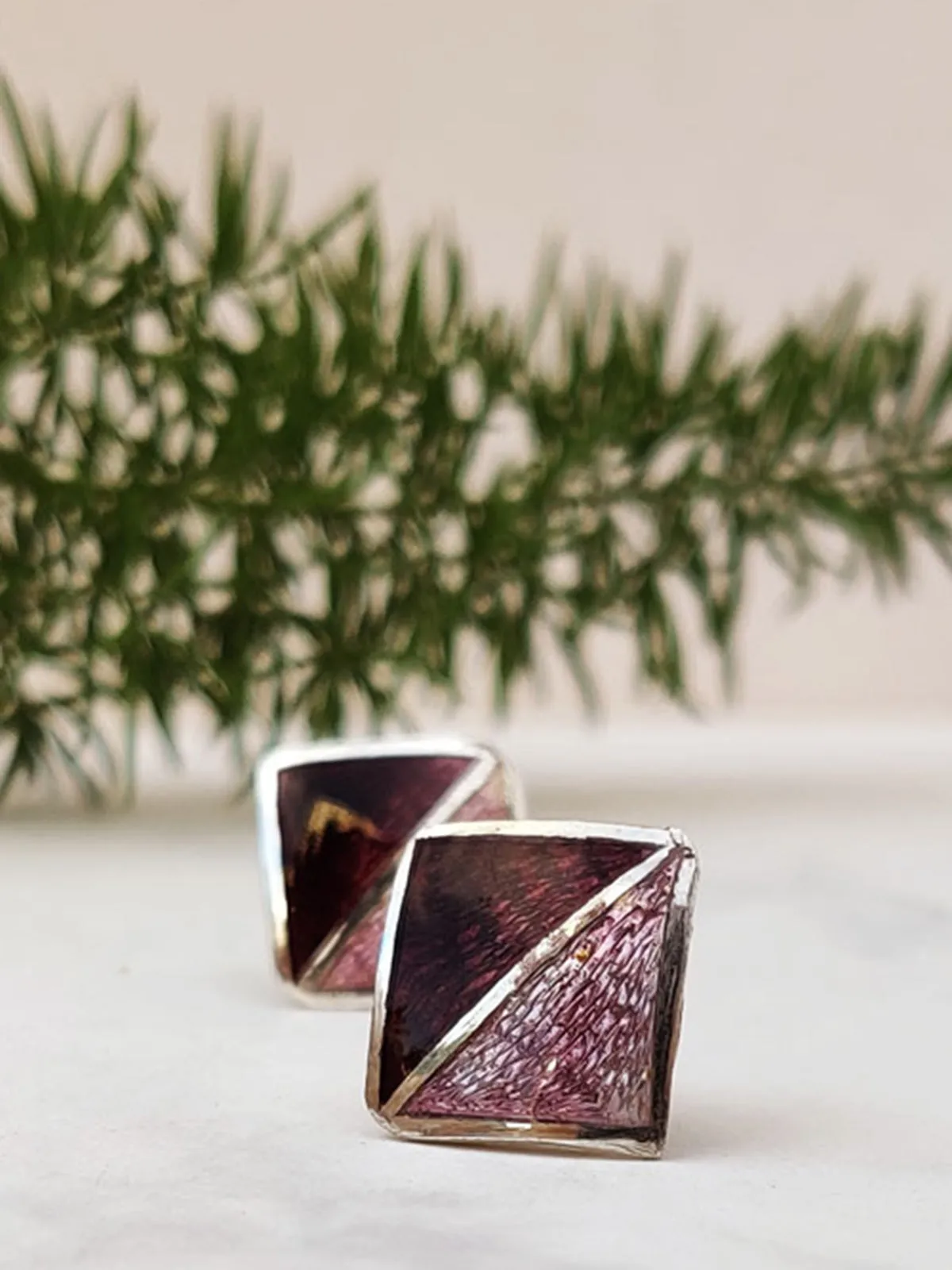 MEENAKARI Square Stud