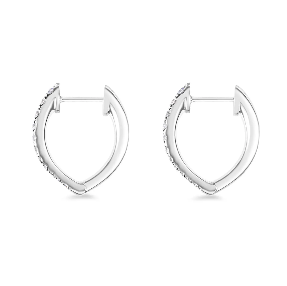 Memoire 18ct White Gold 0.30 Carat Diamond Imperial Hoop Earrings 16X14mm