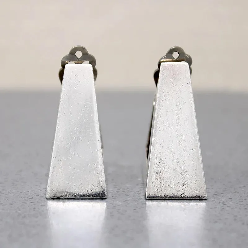 Monumental Mid Century Triangle Hoops in Mexican Silver