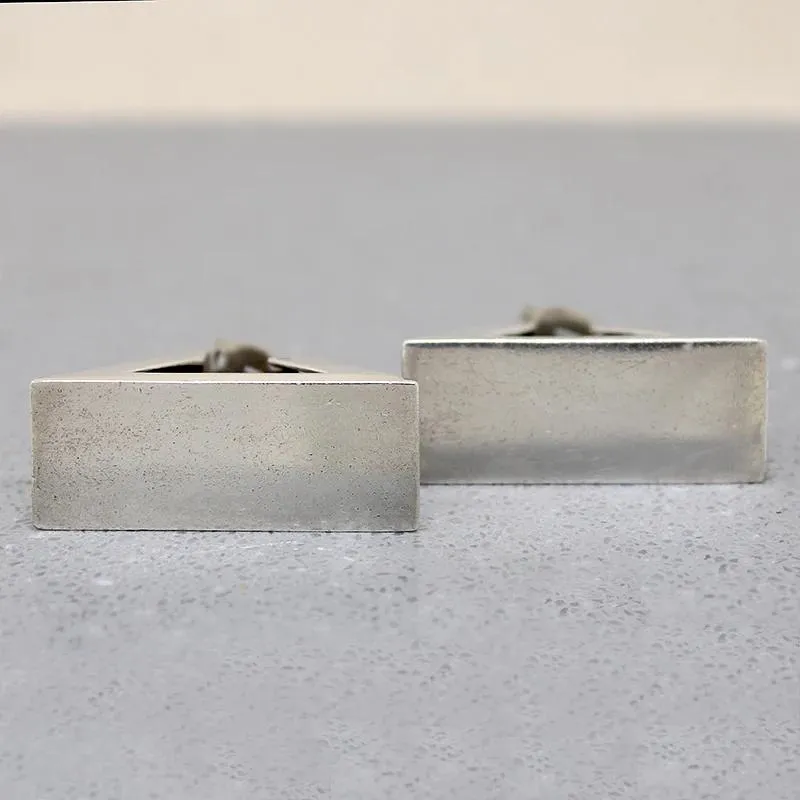 Monumental Mid Century Triangle Hoops in Mexican Silver