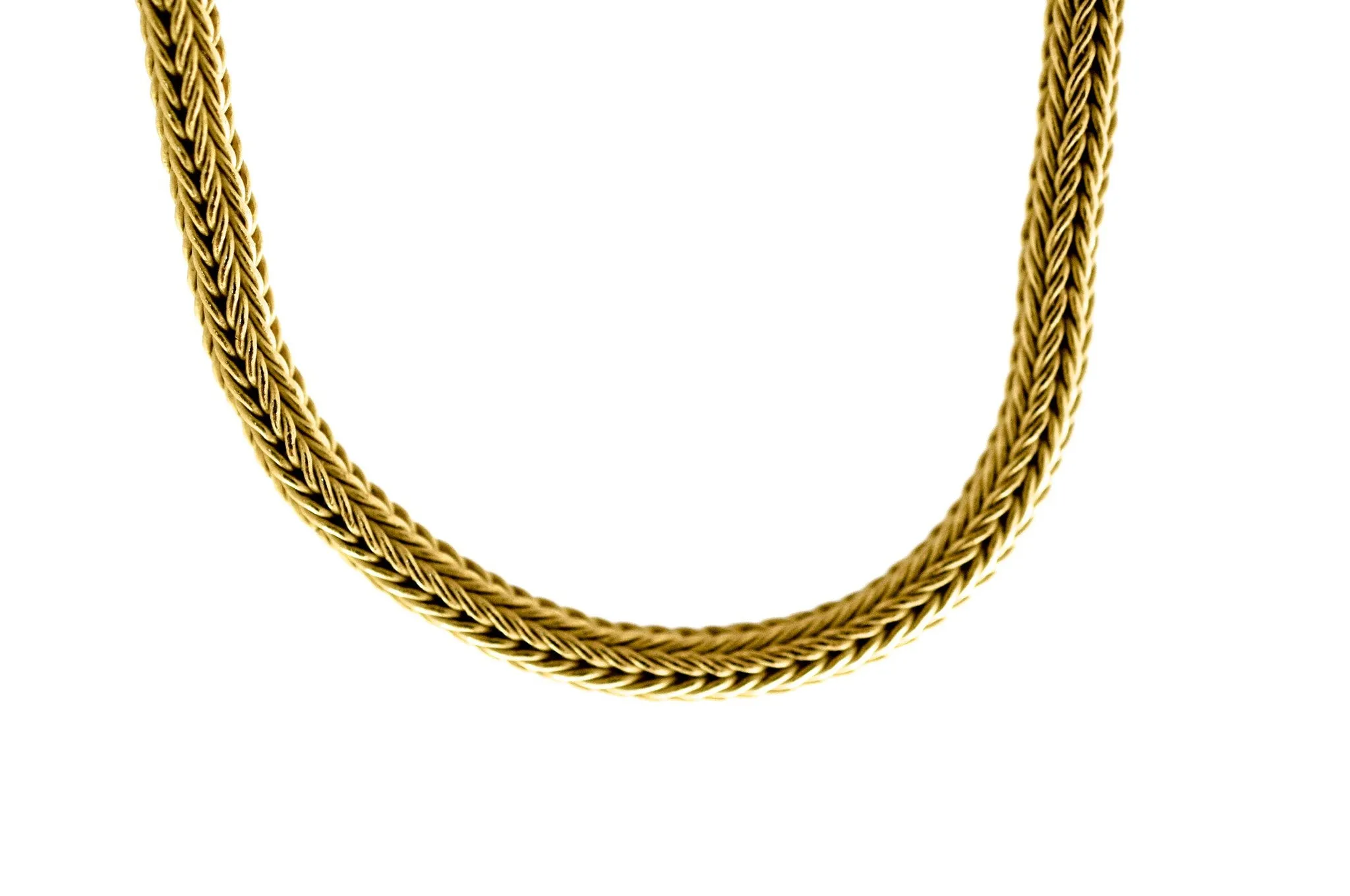 necklace  / gold 22k hand woven chain   Rhodolite cabochons pendant