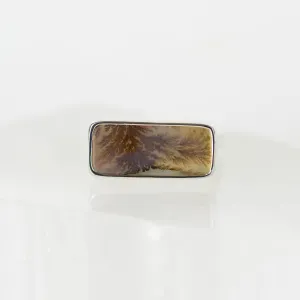 No.143 - Silver Dendritic Agate Ring - Size K 1/2