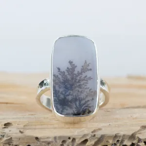 No.633 - Silver Dendritic Agate Ring - Size O