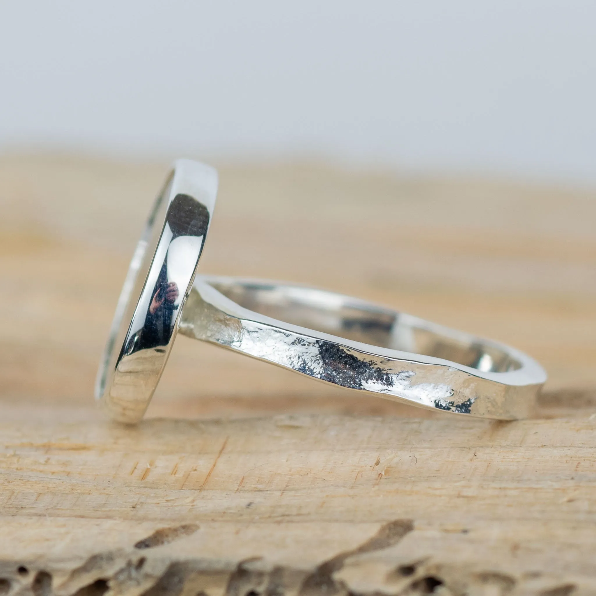 No.634 - Silver Dendritic Agate Ring - Size R
