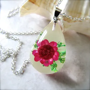 (On Sale!) Raspberry Real Flower Necklaces