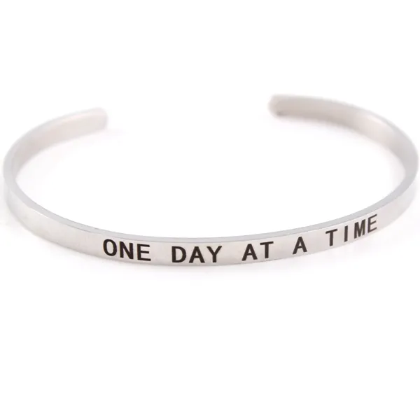 One Day At A Time Engraved Bangle
