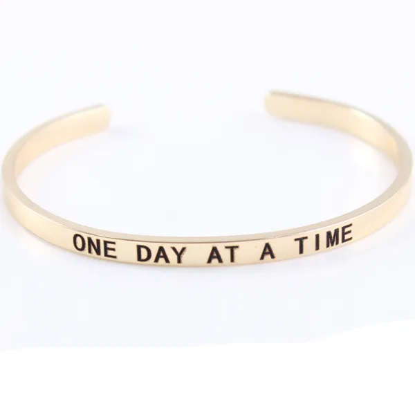 One Day At A Time Engraved Bangle