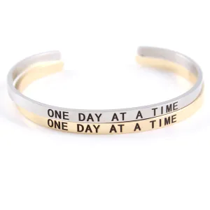 One Day At A Time Engraved Bangle
