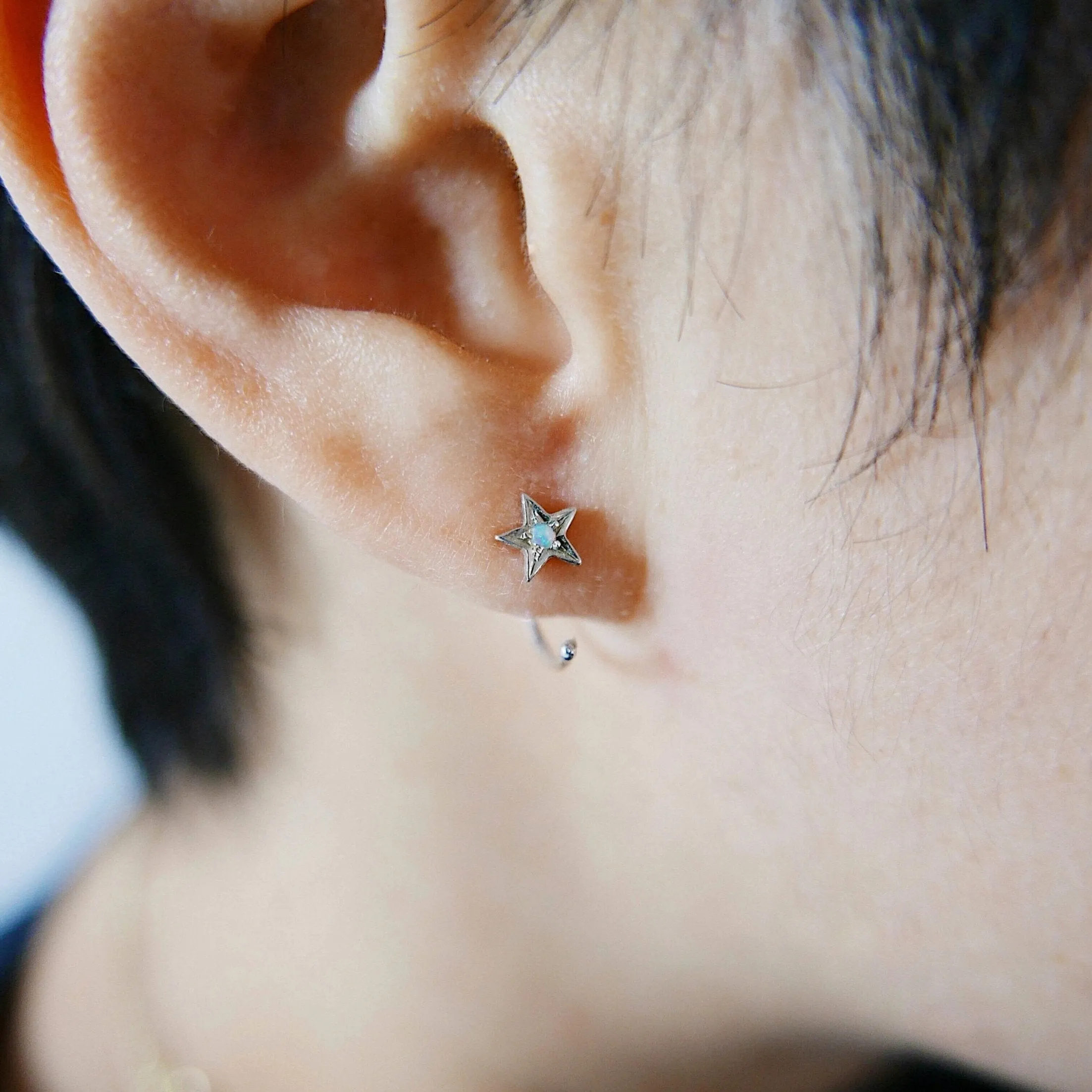 Opal Star Hook Earrings