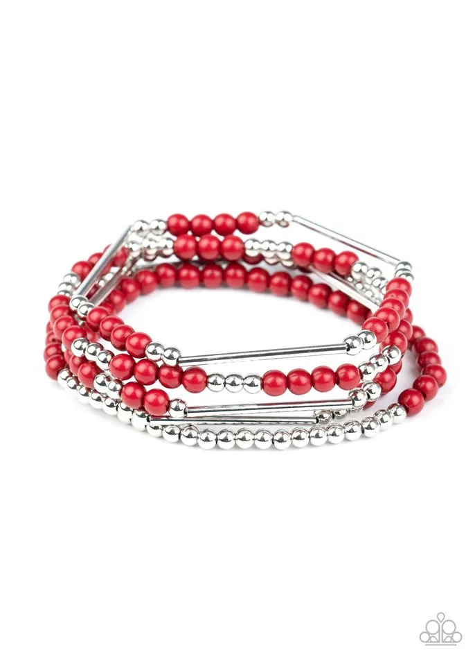 Paparazzi Bracelet ~ BEAD Between The Lines - Red