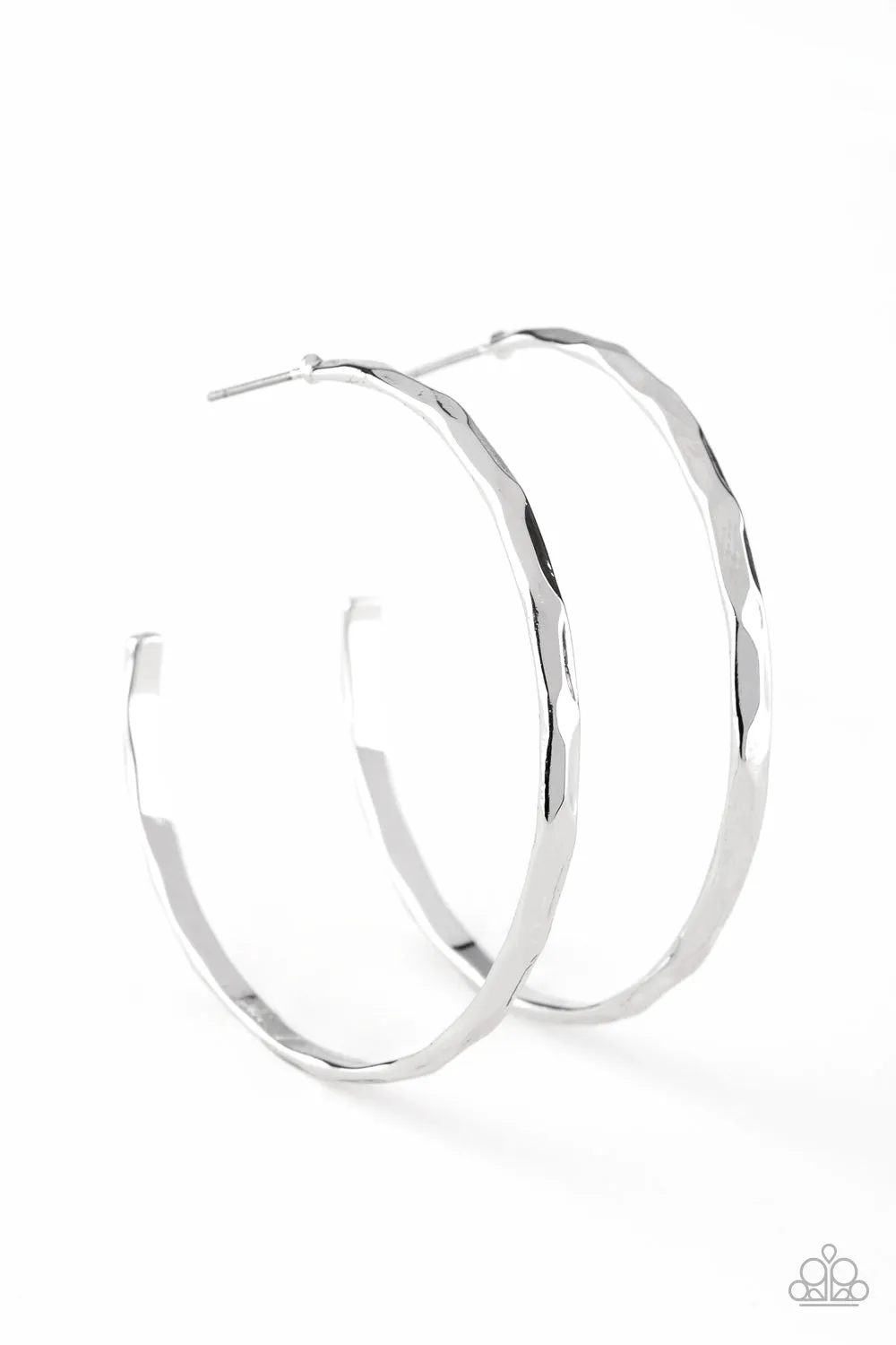 Paparazzi Geo Edge - Silver Hoop Earrings