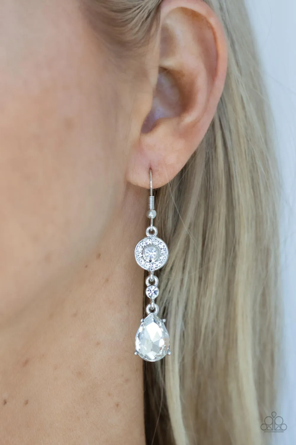 Paparazzi Graceful Glimmer White Fishhook Earrings - P5DA-WTXX-071XX