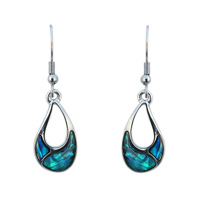 Paua Curved Open Drop Hook Earrings