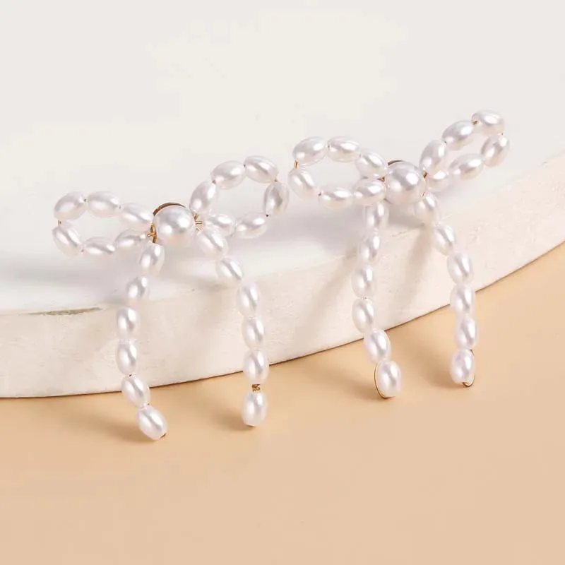 Pearl Bowknot Stud Earrings