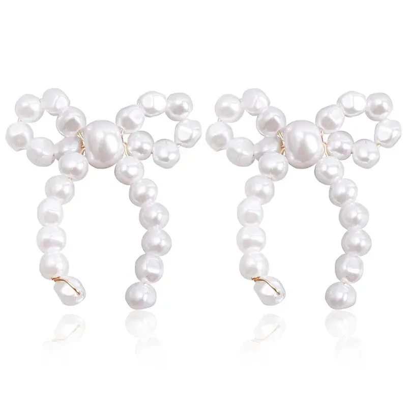 Pearl Bowknot Stud Earrings